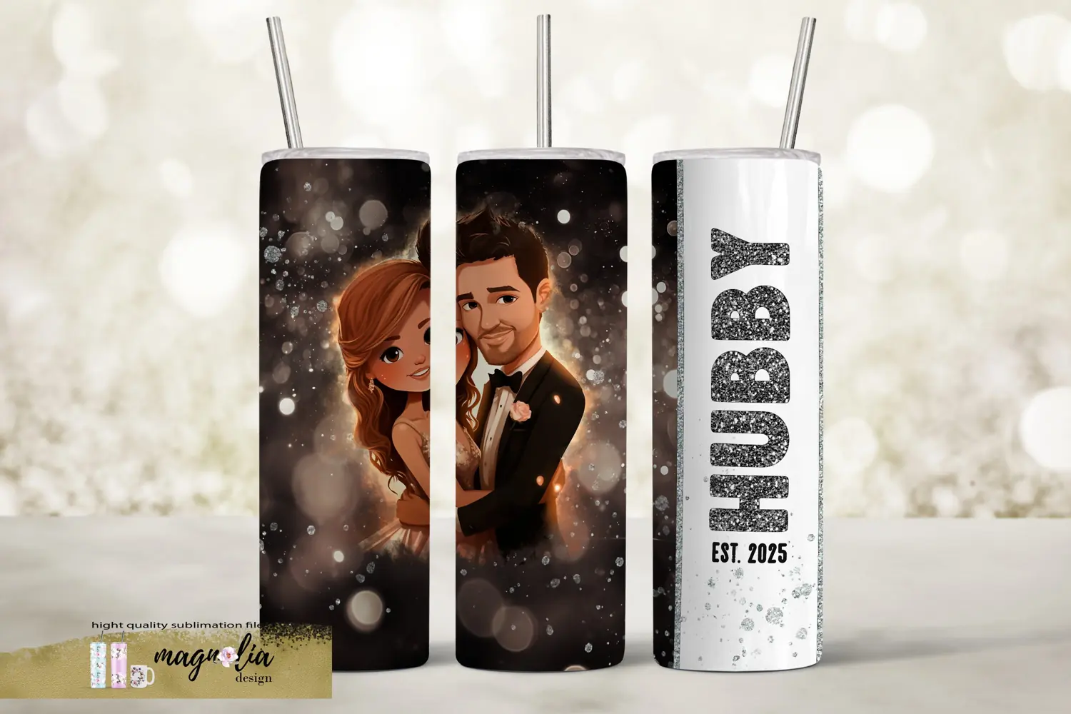 Hubby and Wifey Wedding Est.2025 Tumbler Sublimation product image 1