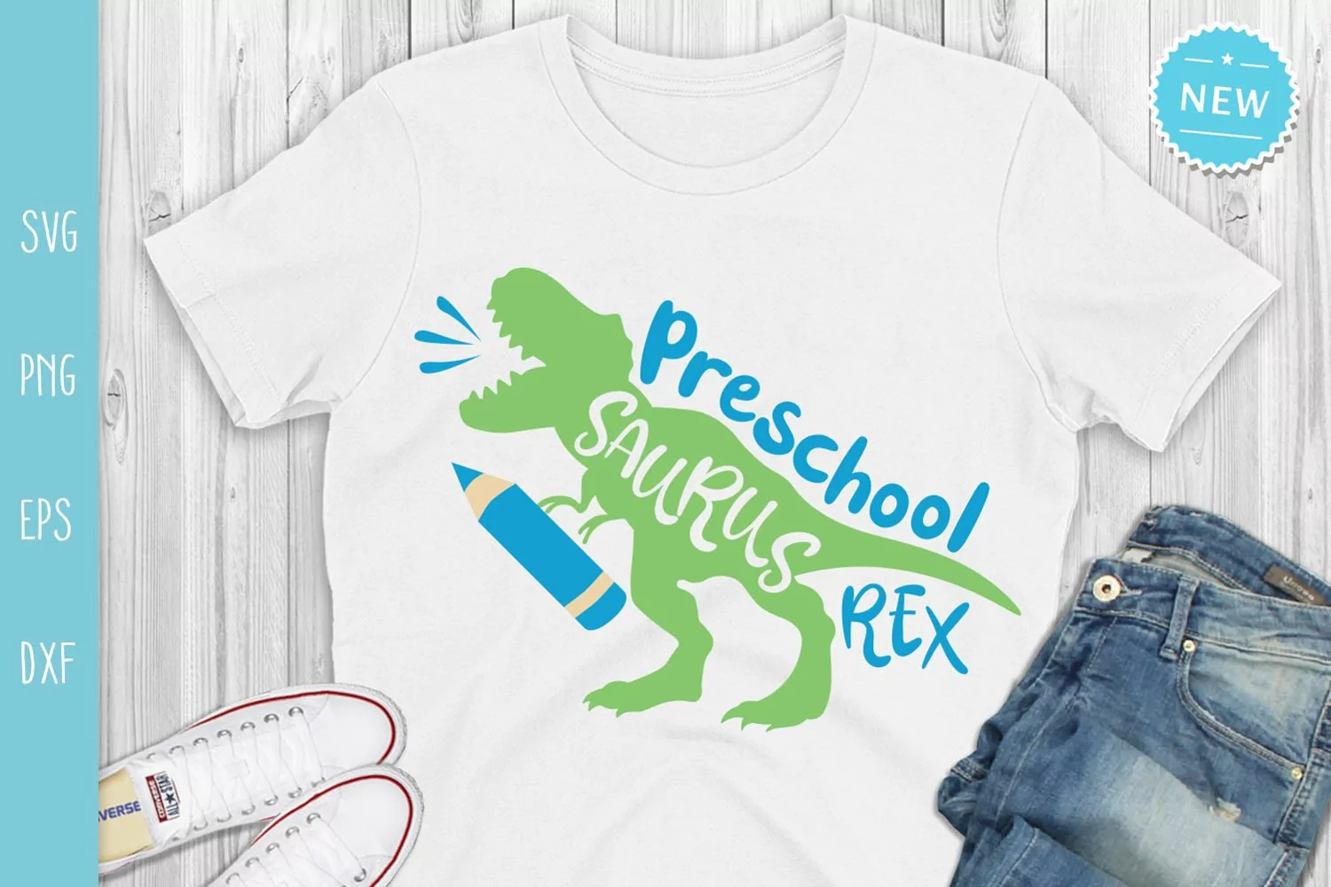 Preschool Saurus Rex Svg, School Svg, School Dinosaur Svg product image 1
