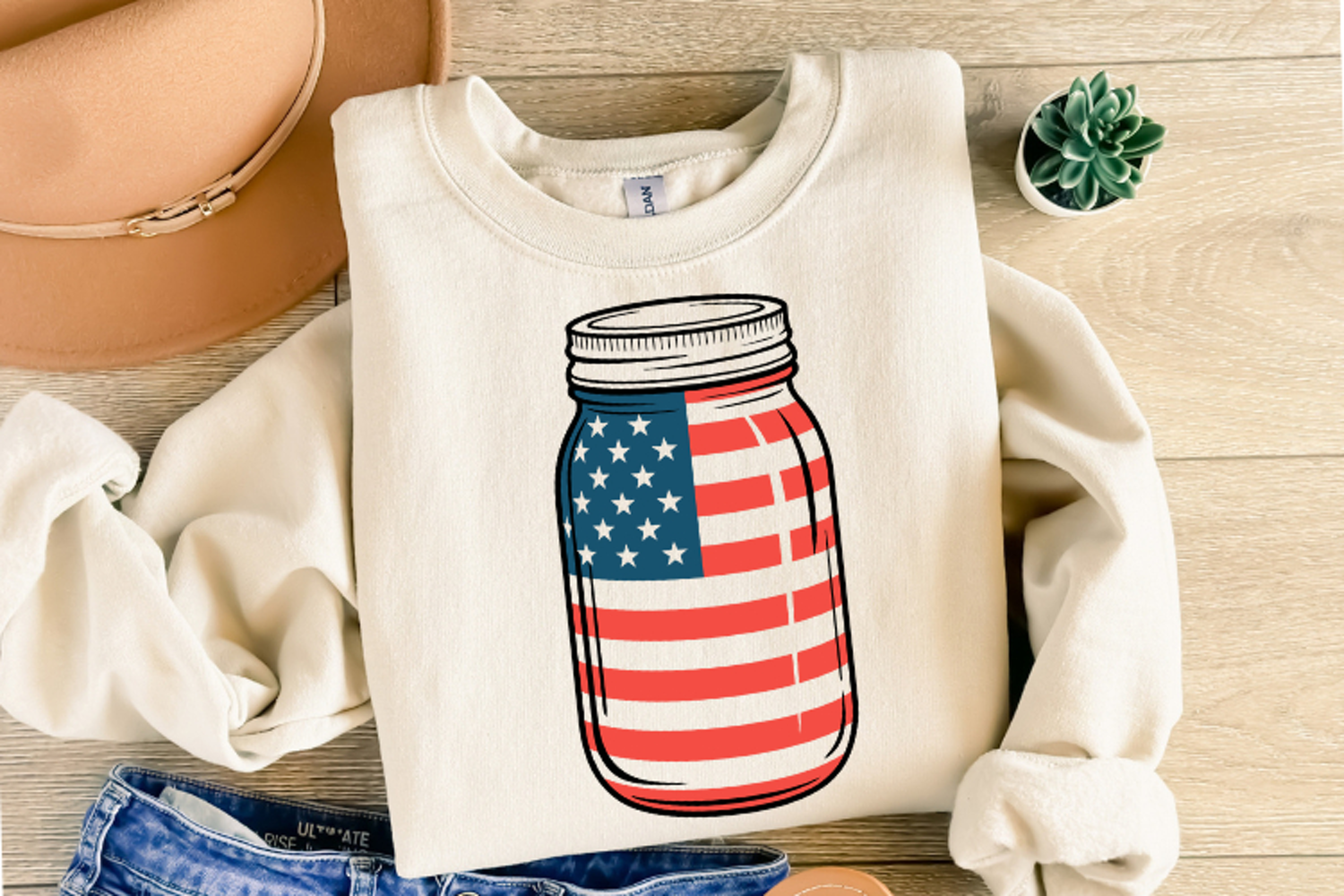 American flag Mason Jar svg | 4th of july Svg | Shirt Svg product image 1