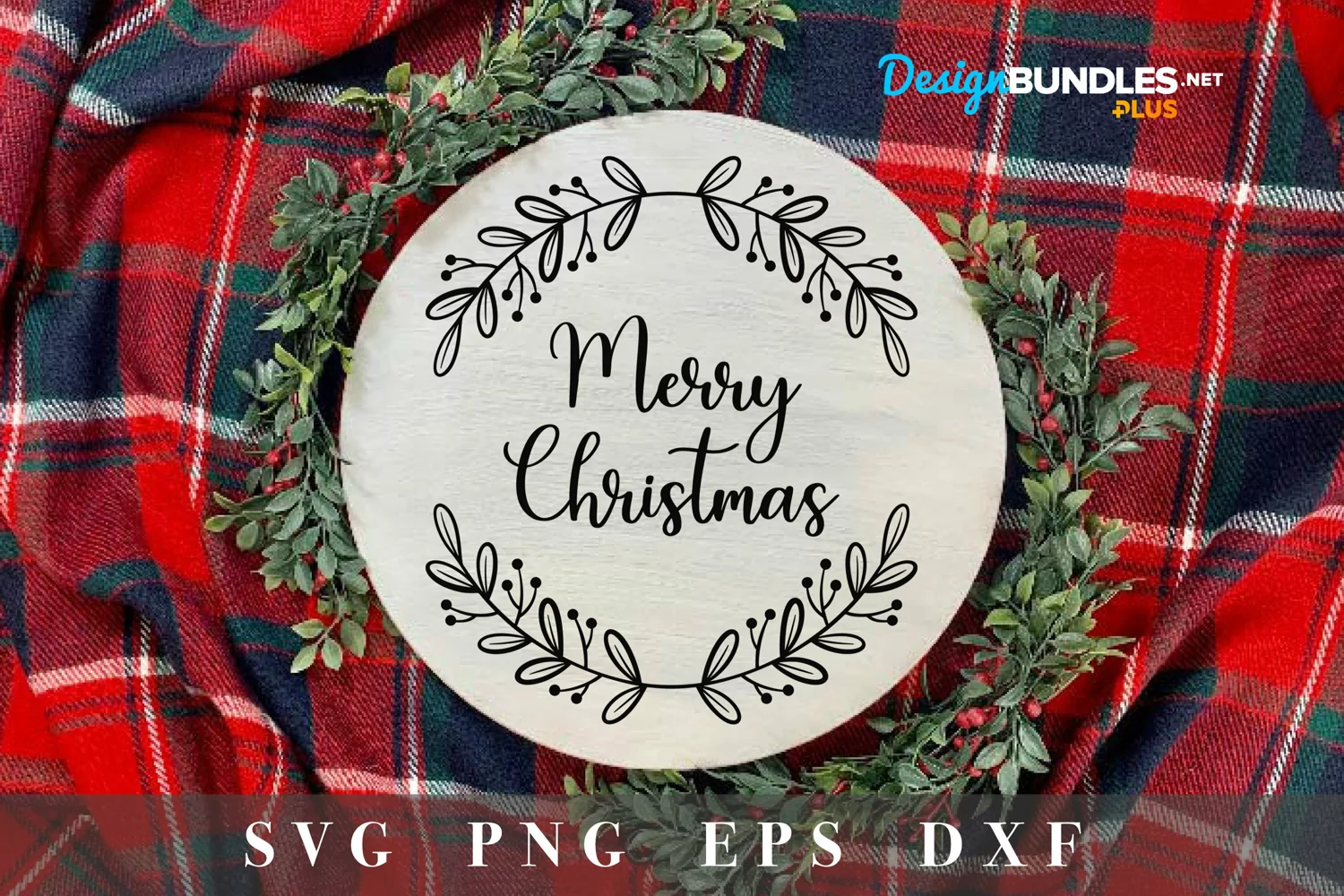 Merry Christmas wreath SVG|Round sign svg file product image 1