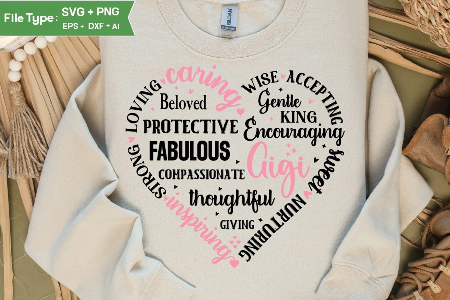 Gigi Heart Shape SVG | Mother's Day Heart SVG PNG product image 1