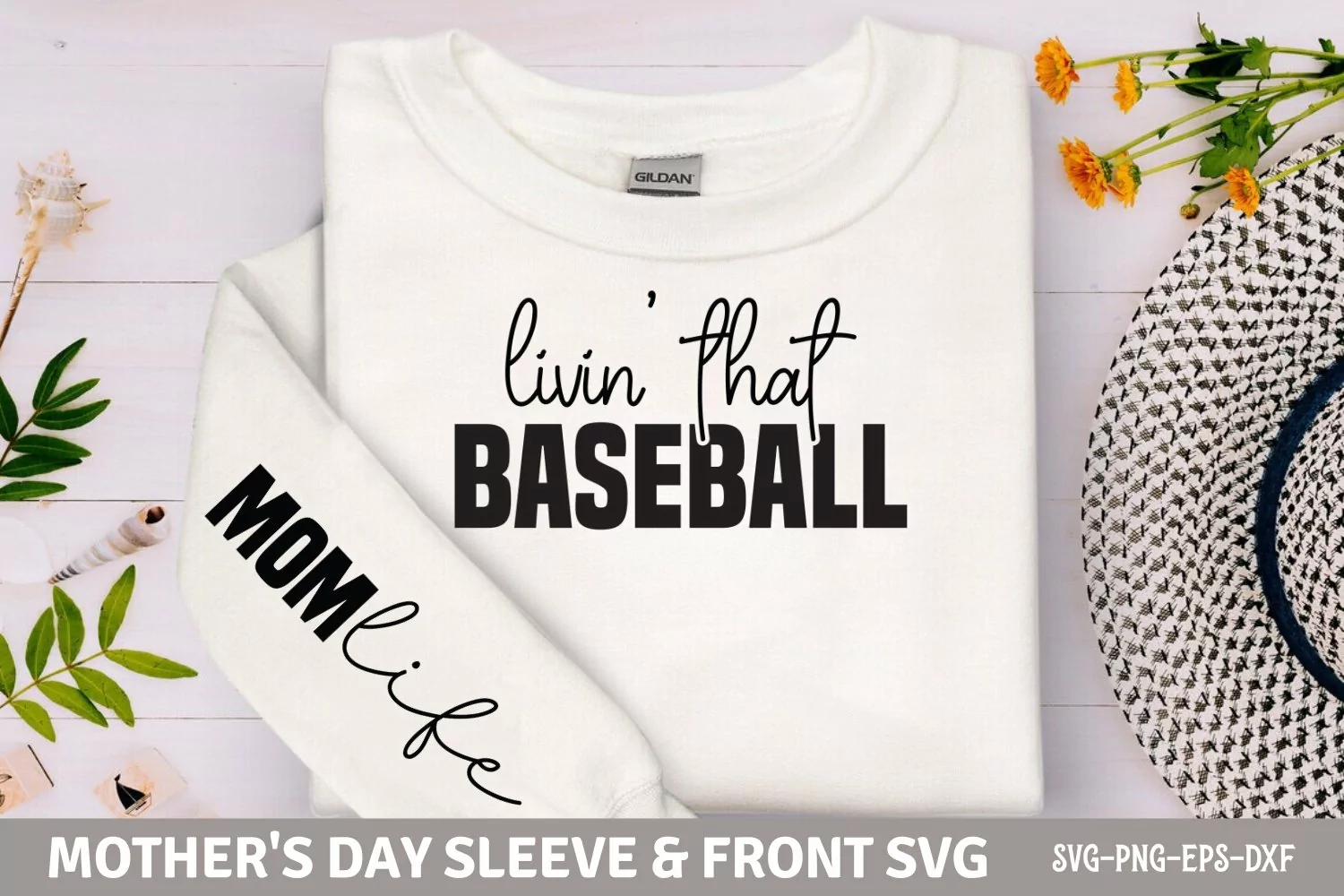 Livin' that baseball sleeve SVG PNG, mom life SVG product image 1