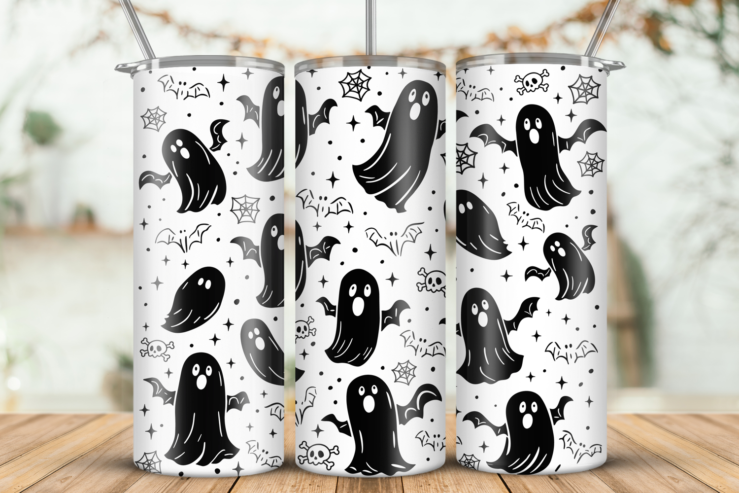Tumbler laser svg| 20oz Tumbler Halloween Ghosts Bats wrap product image 1