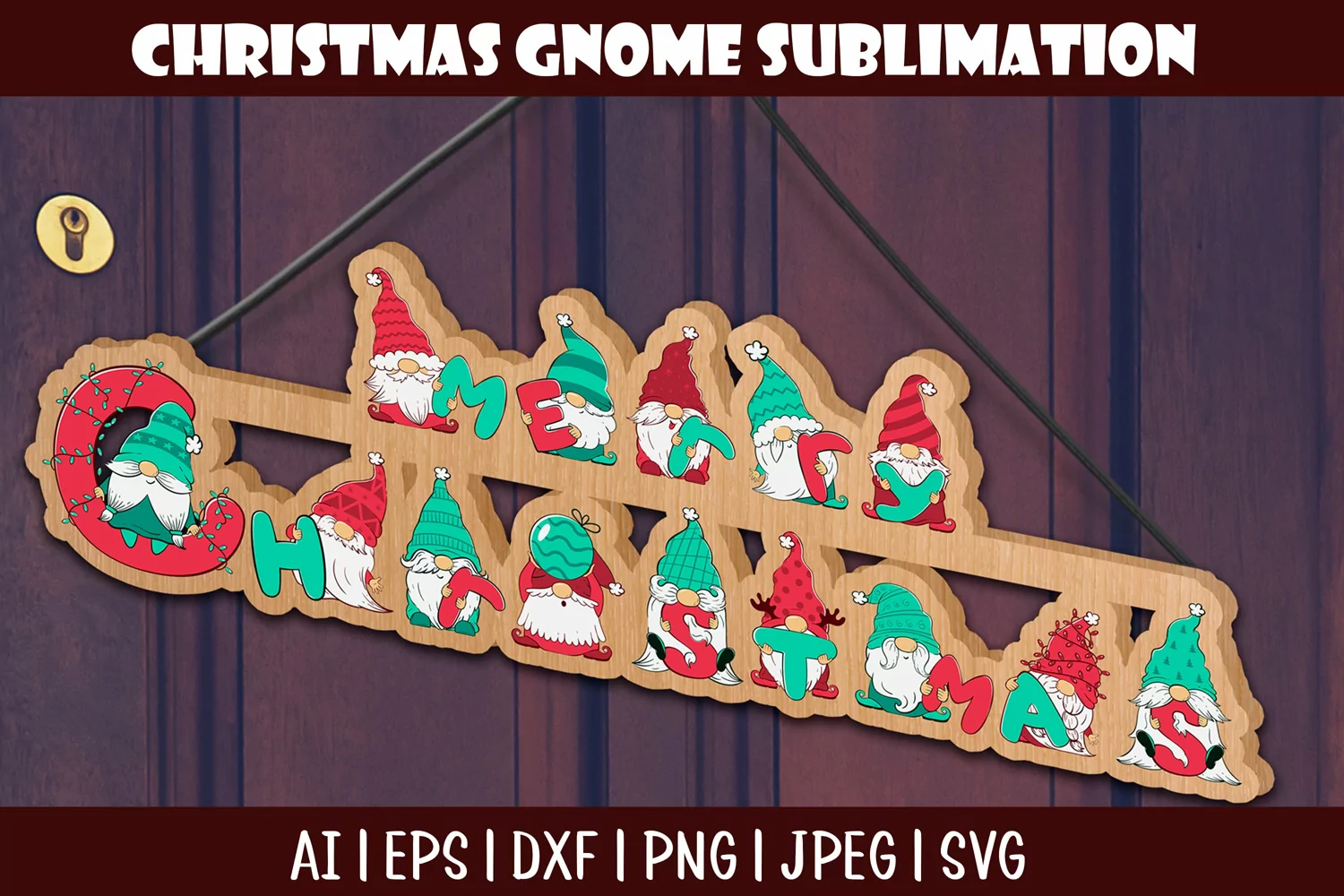 Merry Christmas inscription made by cartoon gnomes product image 1
