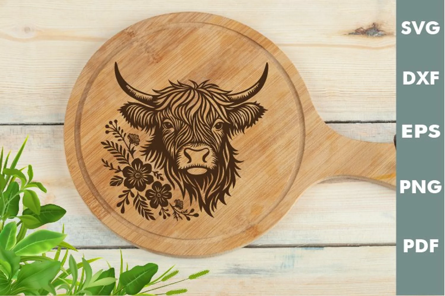 Highland cow Design, Cutting board SVG, Laser cut, Cricut product image 1