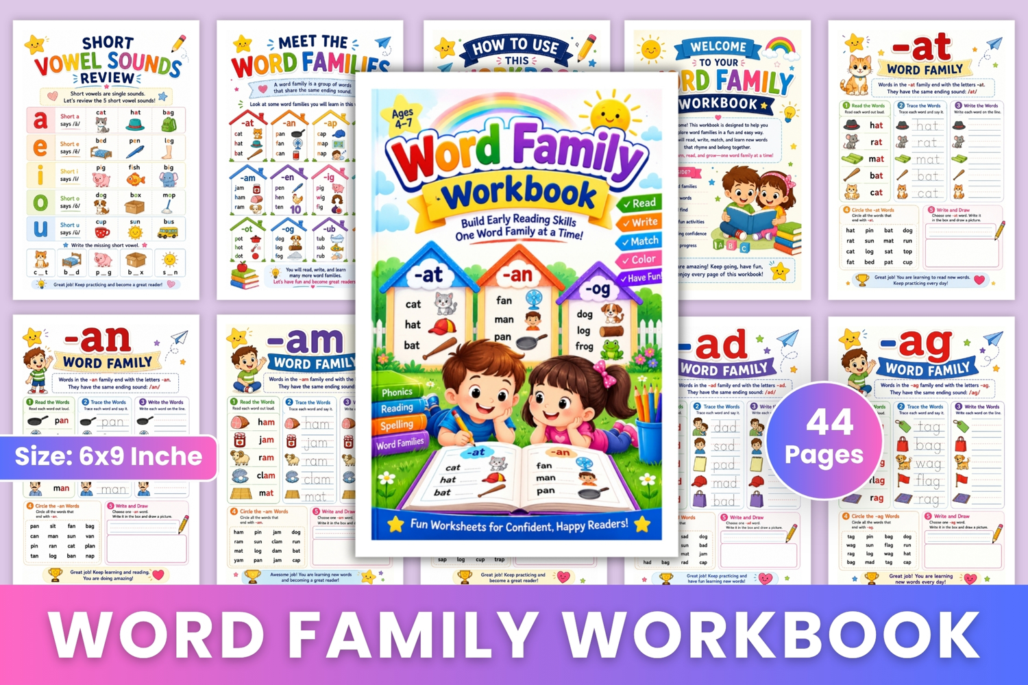Word Family Workbook for Kids Ages 47 product image 1