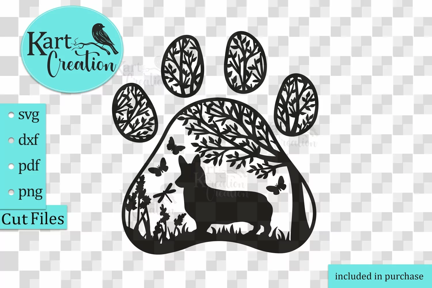 Corgi dog Paw round sign svg dxf pdf cut out file product image 1