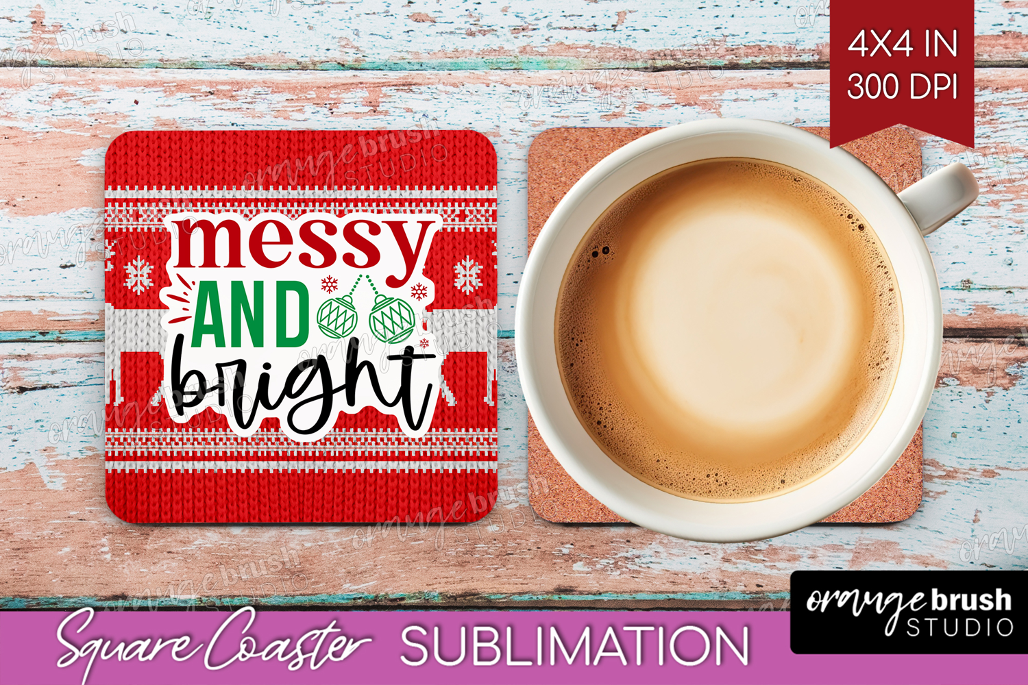 Funny Christmas Quote Square Coaster - Knitted Xmas Coaster product image 1