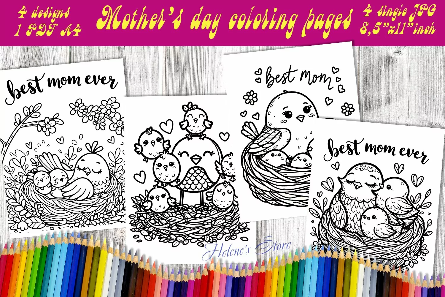 Mother's day Coloring Pages | Best mom ever |Mother day gift product image 1