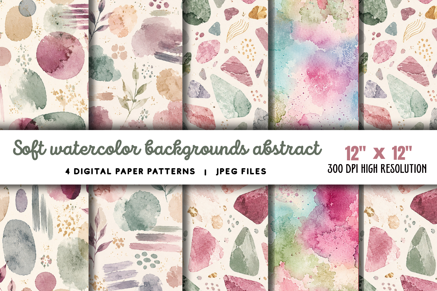 Soft Watercolor Backgrounds Abstract JPG product image 1