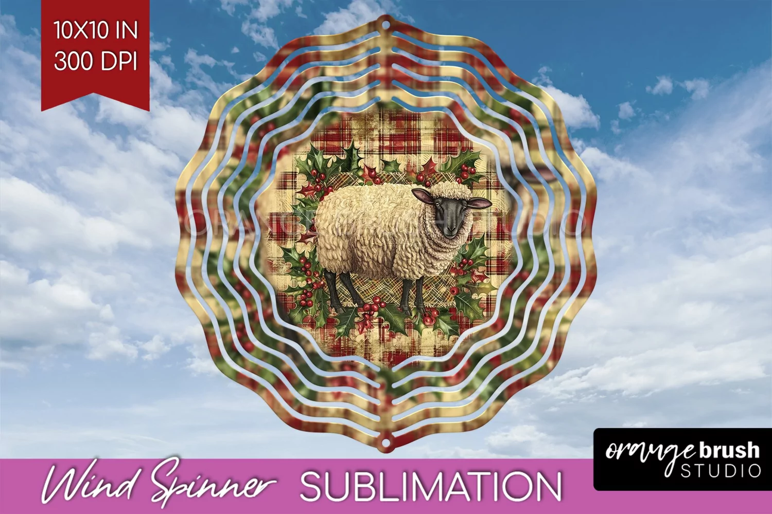 Vintage Christmas Wind Spinner PNG - Retro Xmas Sublimation product image 1