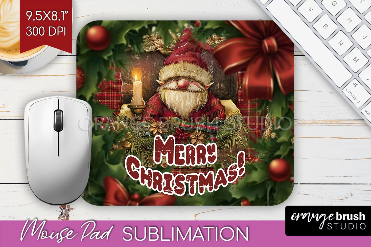 Vintage Christmas Mouse Pad Sublimation - Xmas Mousepad PNG product image 1