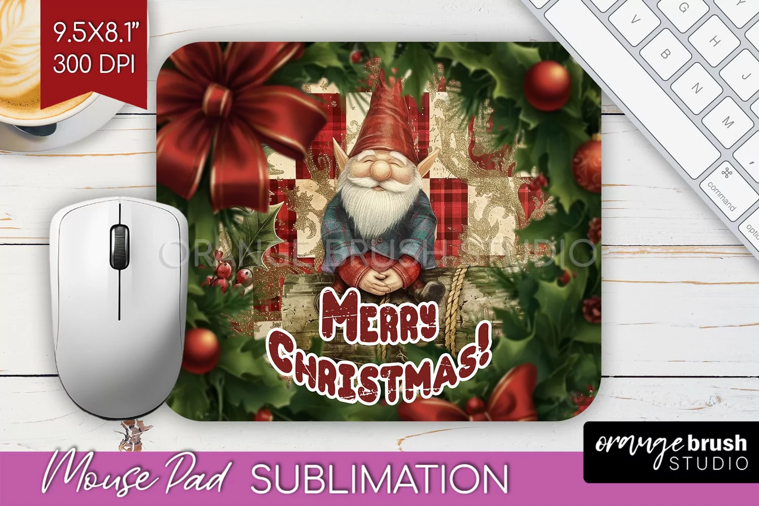 Vintage Christmas Mouse Pad Sublimation - Xmas Mousepad PNG product image 1