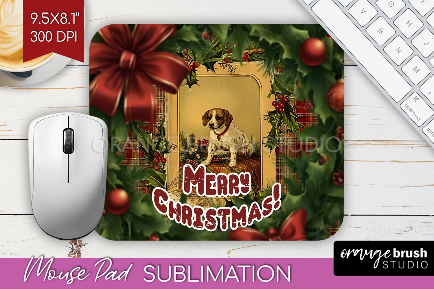Vintage Christmas Mouse Pad Sublimation - Xmas Mousepad PNG product image 1
