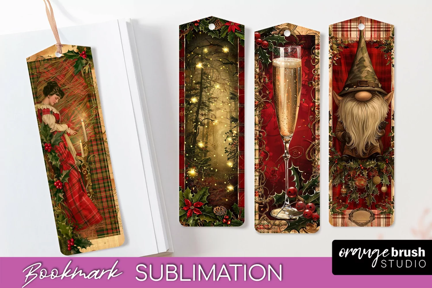 Vintage Christmas Bookmark - Retro Christmas Bookmarks PNG product image 1
