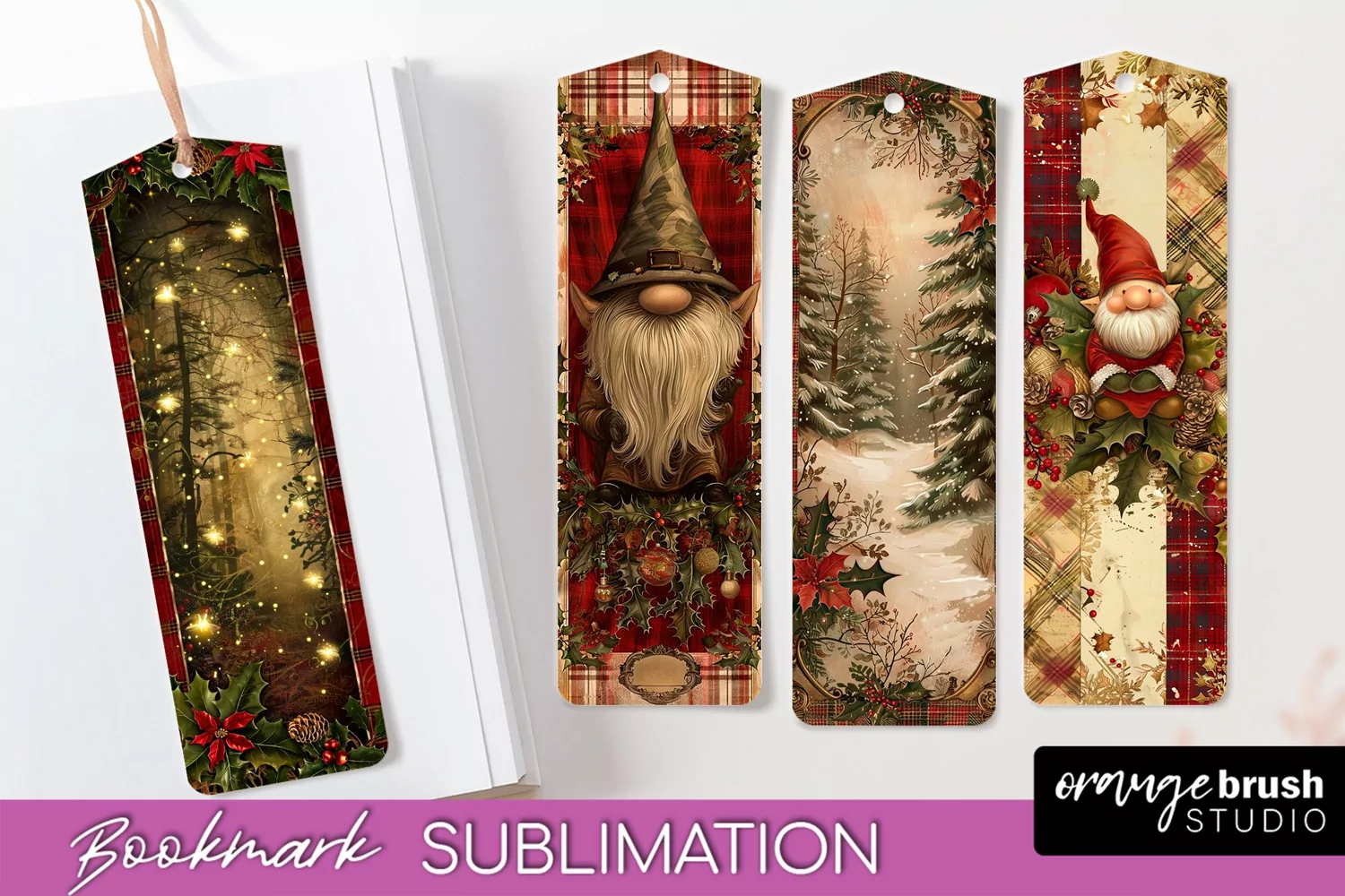 Vintage Christmas Bookmark - Retro Christmas Bookmarks PNG product image 1