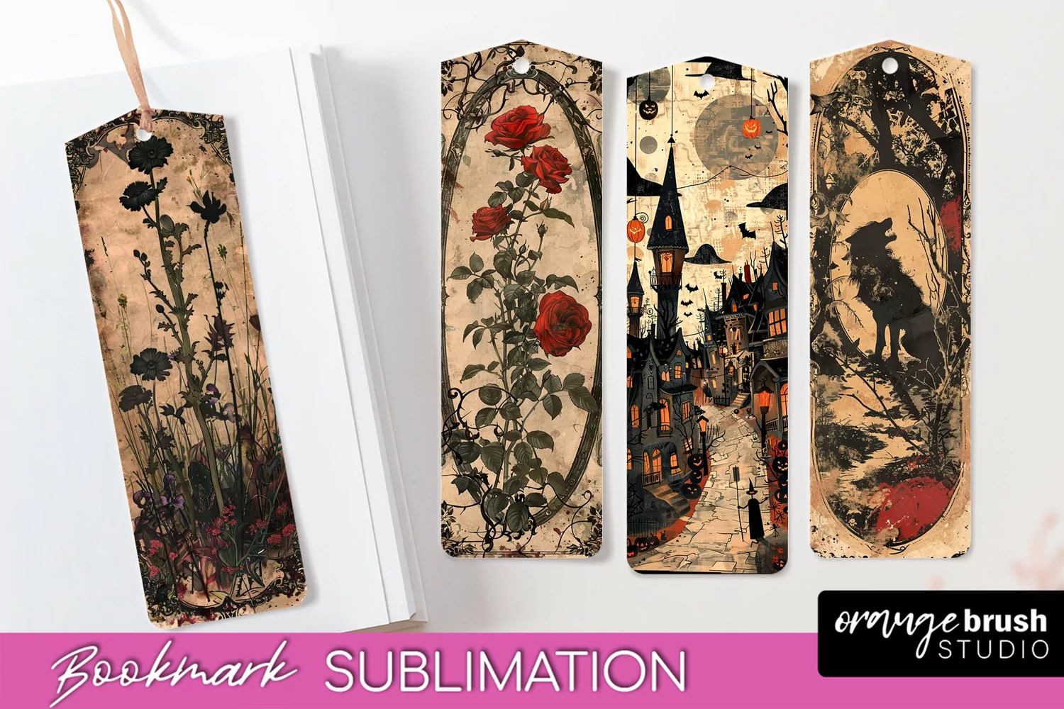 Vintage Halloween Bookmark - Printable Scrapbook Bookmarks product image 1