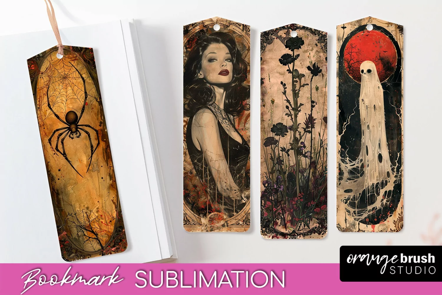 Vintage Halloween Bookmark - Printable Scrapbook Bookmarks product image 1