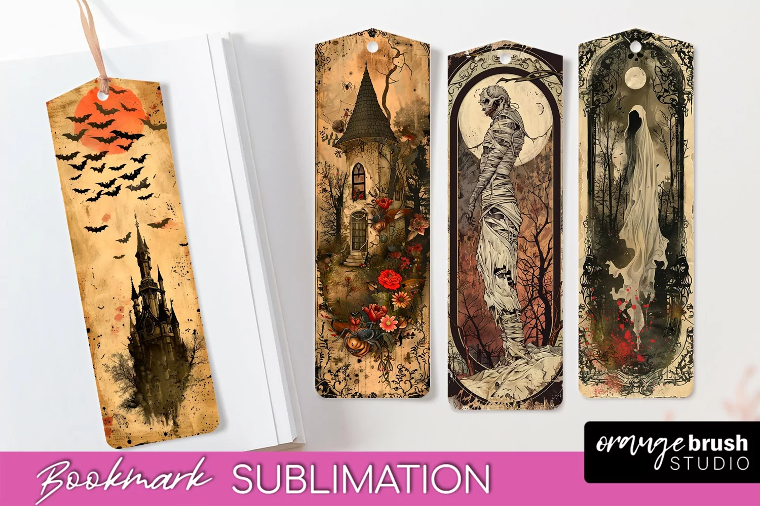 Vintage Halloween Bookmark - Printable Scrapbook Bookmarks product image 1