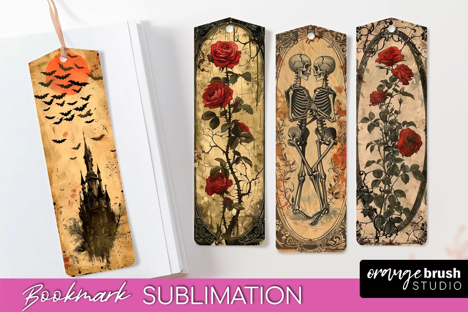 Vintage Halloween Bookmark - Printable Scrapbook Bookmarks product image 1