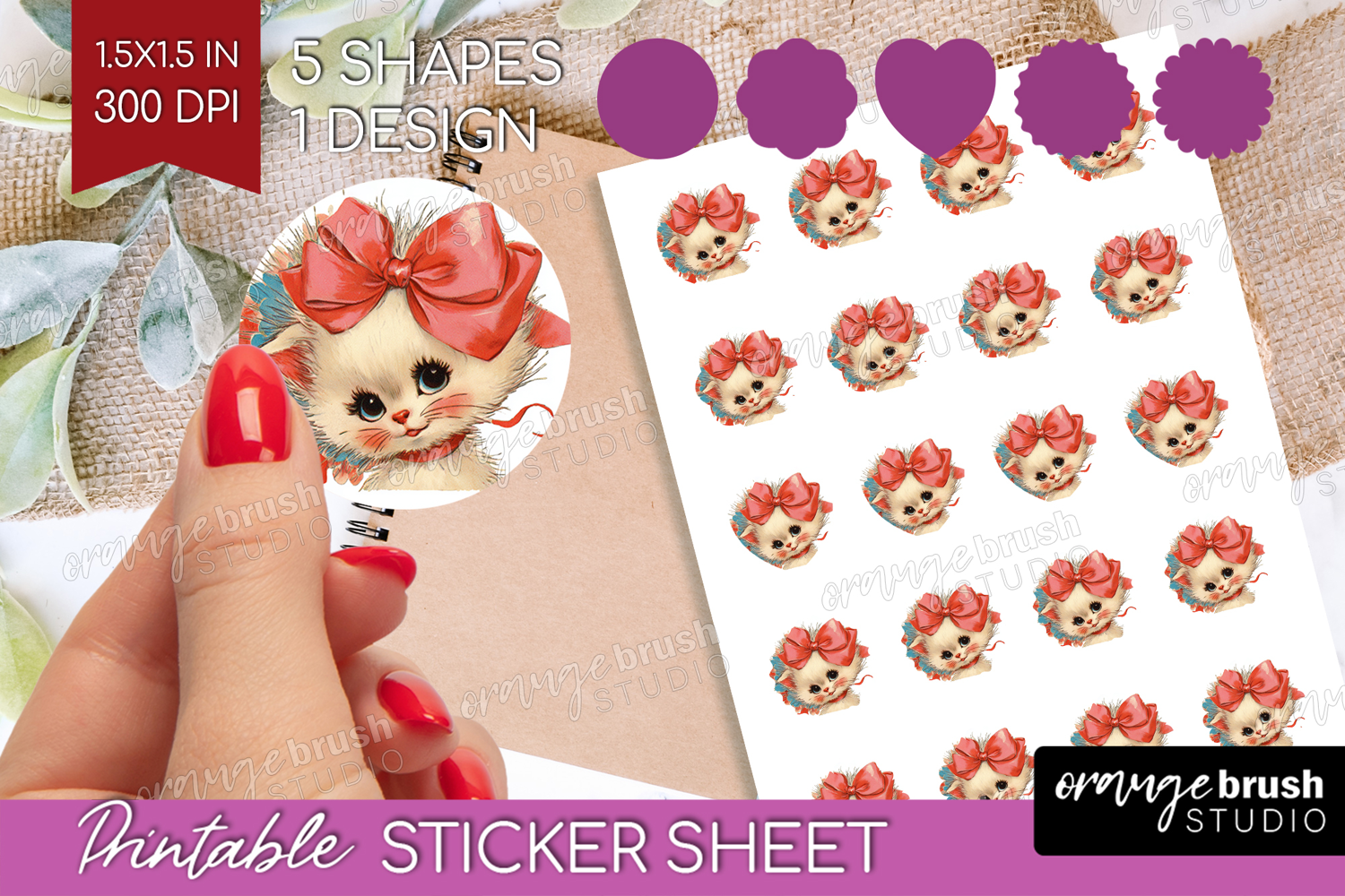Vintage Valentines Day Round Sticker - Retro Animal Sticker product image 1