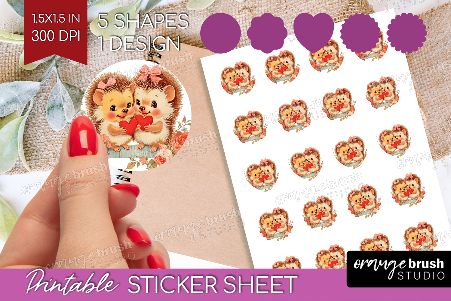Vintage Valentines Day Round Sticker - Retro Animal Sticker product image 1
