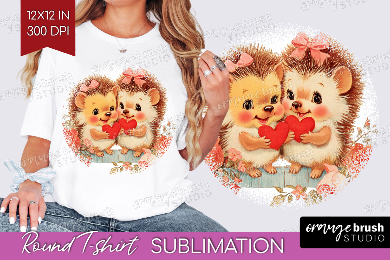 Vintage Valentines Day Round Tshirt Background - Retro PNG product image 1