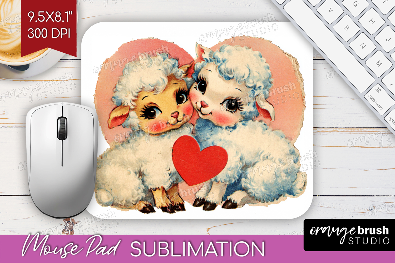 Vintage Valentines Day Mouse Pad Sublimation - Retro Animal product image 1
