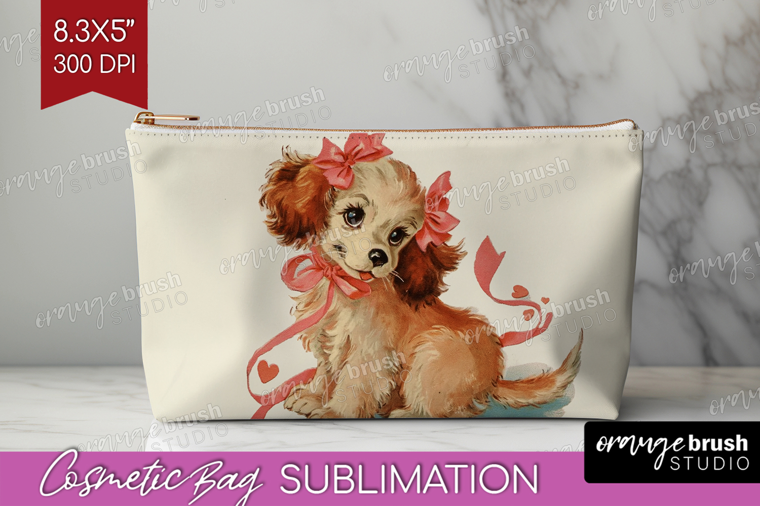 Vintage Valentines Day Cosmetic Bag - Retro Animal Makeup product image 1
