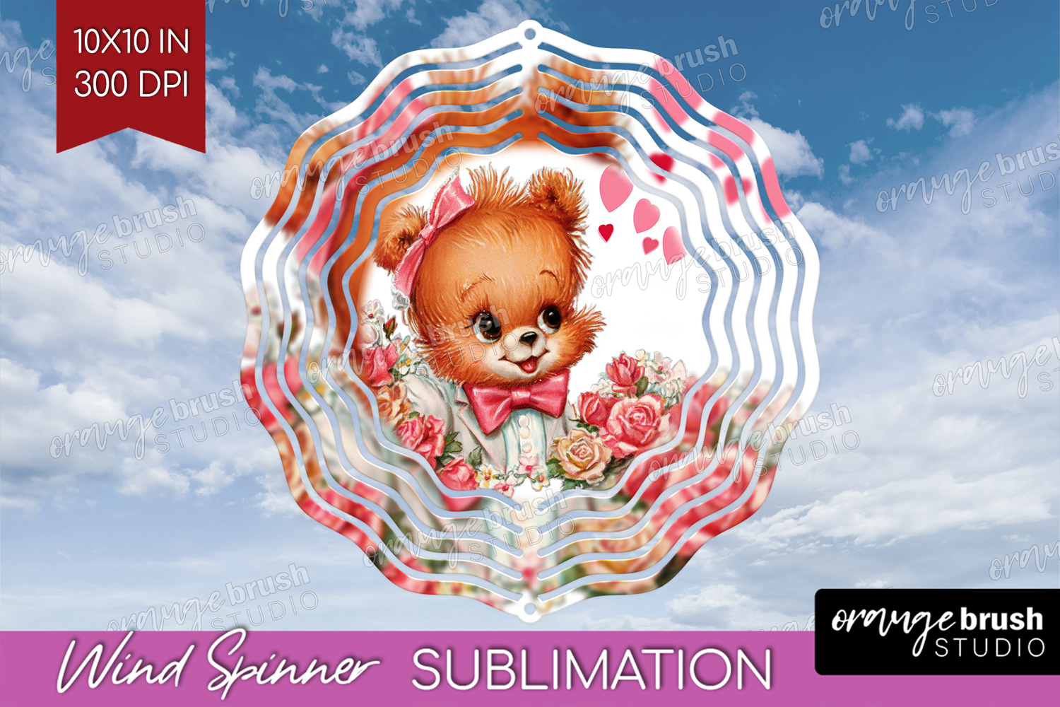 Vintage Valentines Day Wind Spinner Sublimation PNG - Retro product image 1