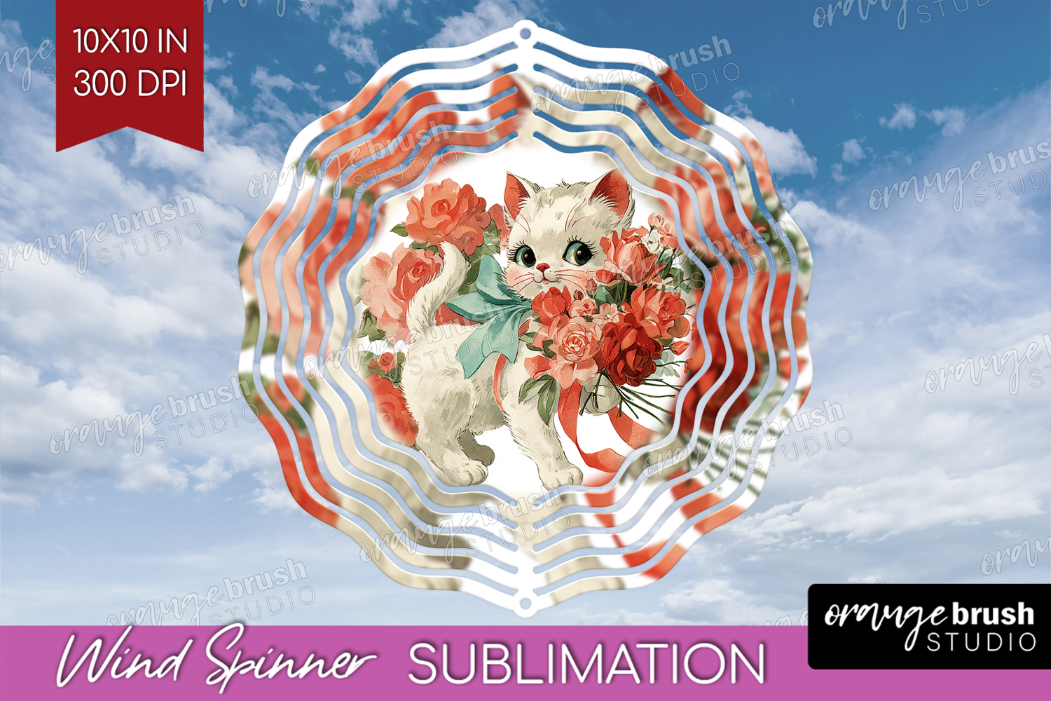 Vintage Valentines Day Wind Spinner Sublimation PNG - Retro product image 1