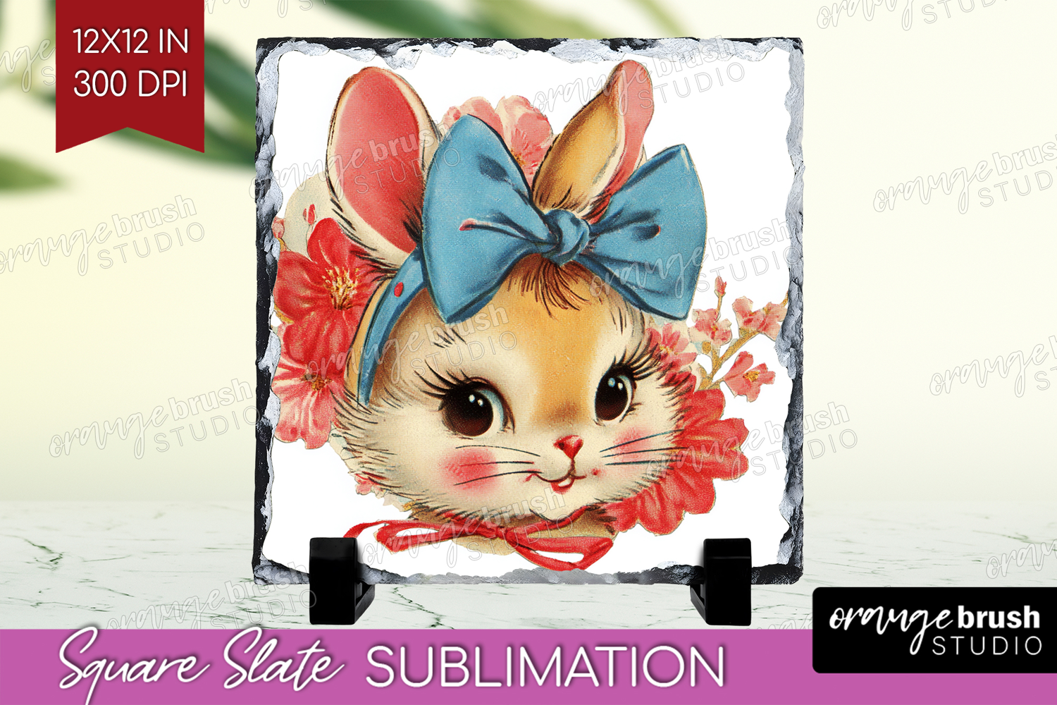Vintage Valentines Day Slate PNG - Retro Animal Square Slate product image 1