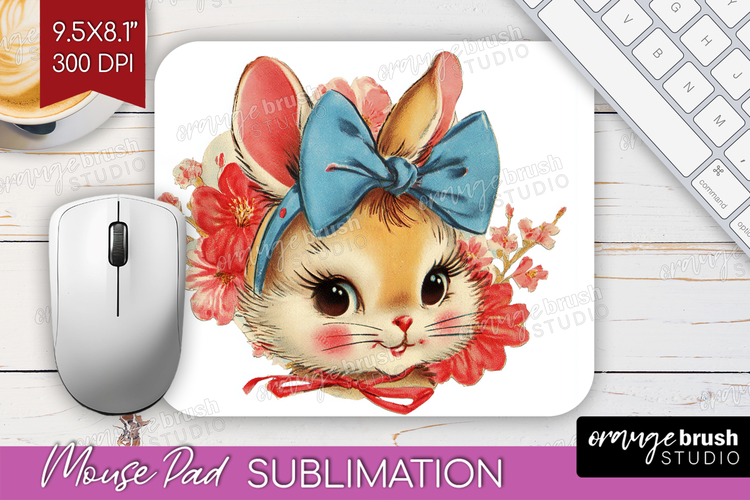Vintage Valentines Day Mouse Pad Sublimation - Retro Animal product image 1