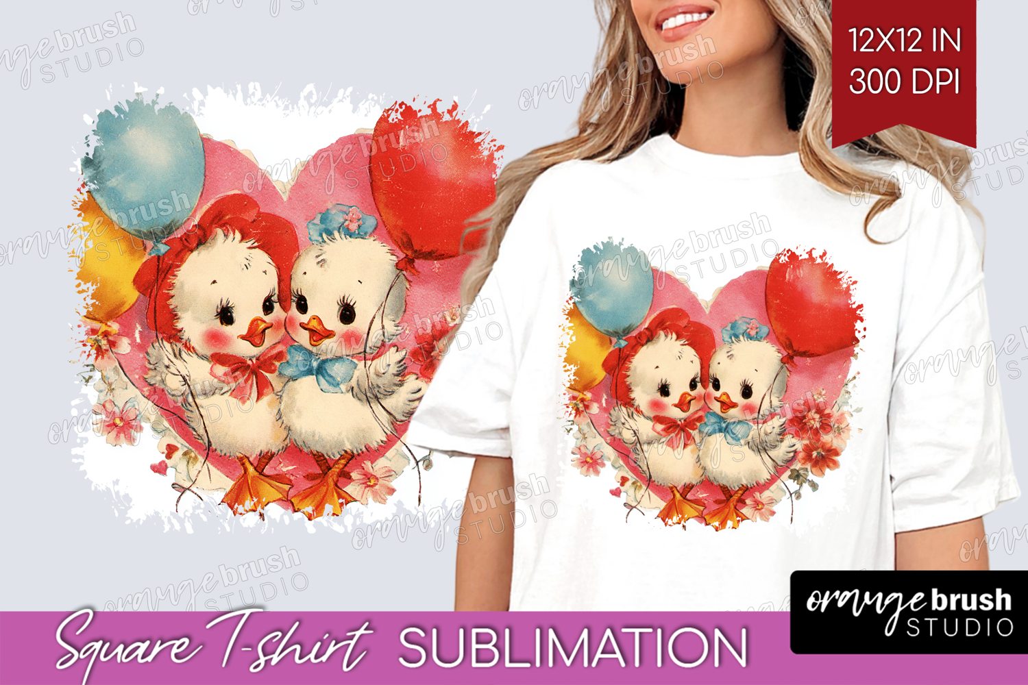Vintage Valentines Day Square Tshirt Background - Retro PNG product image 1