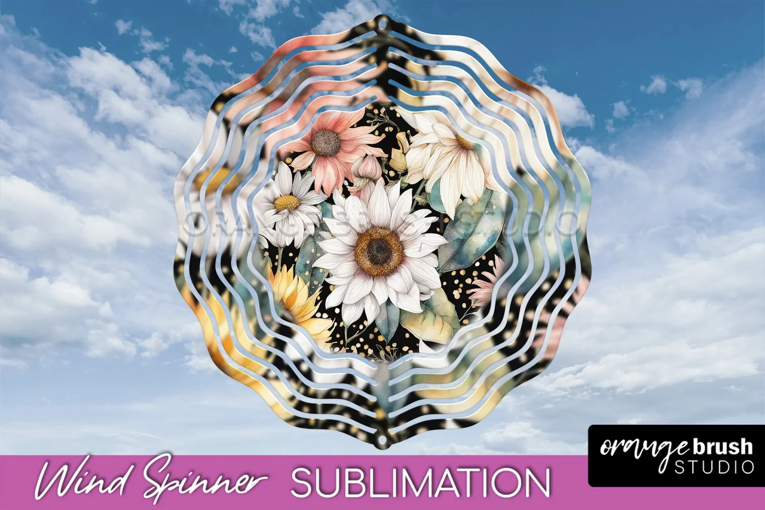 Pink Flowers Wind Spinner - Summer Wind Spinner Sublimation product image 1
