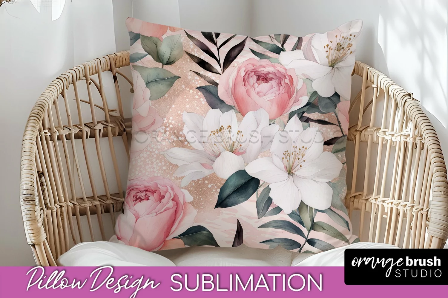 Watercolor Flowers Pillow Cover - Summer Pillow Sublimation product image 1