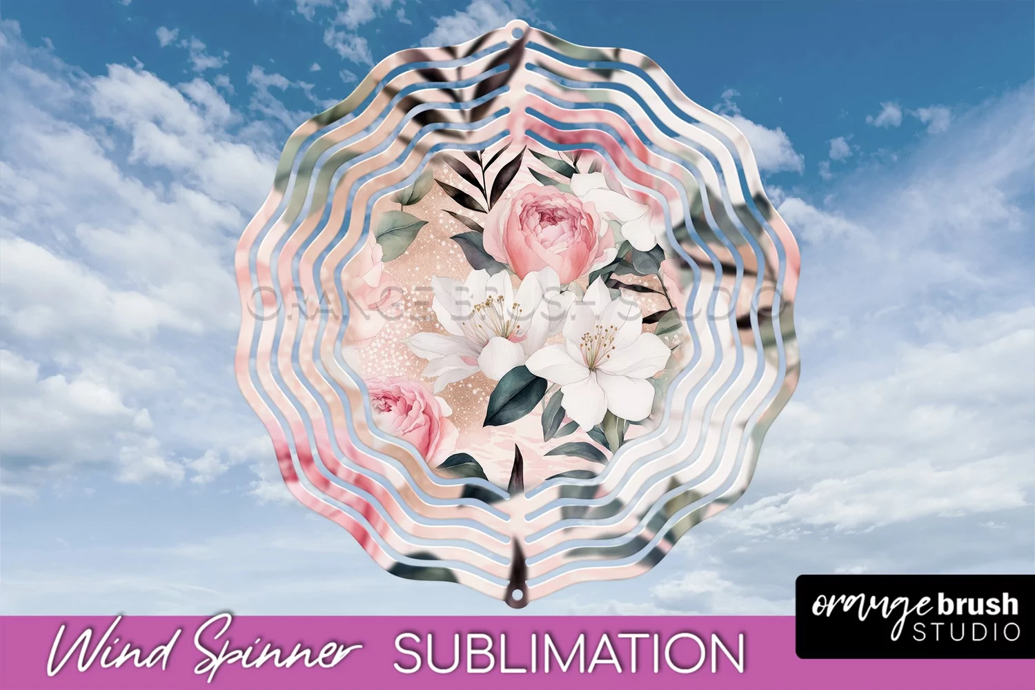 Pink Flowers Wind Spinner - Summer Wind Spinner Sublimation product image 1
