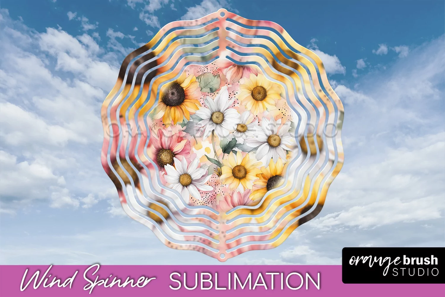 Pink Flowers Wind Spinner - Summer Wind Spinner Sublimation product image 1