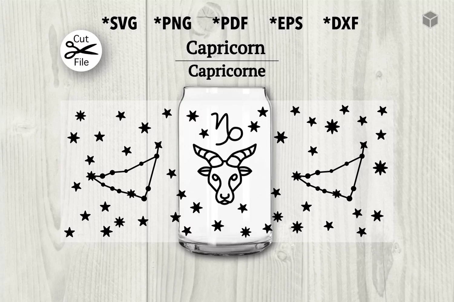 Capricorn Constellation Cup Wrap SVG for Glass product image 1