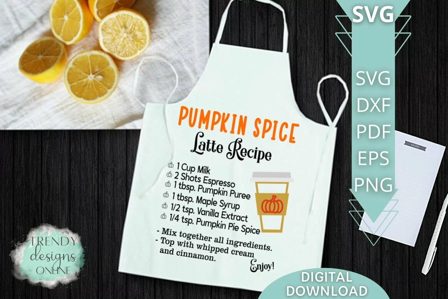 Pumpkin Spice latte Recipe SVG I Fall SVG I Kitchen SVG product image 1