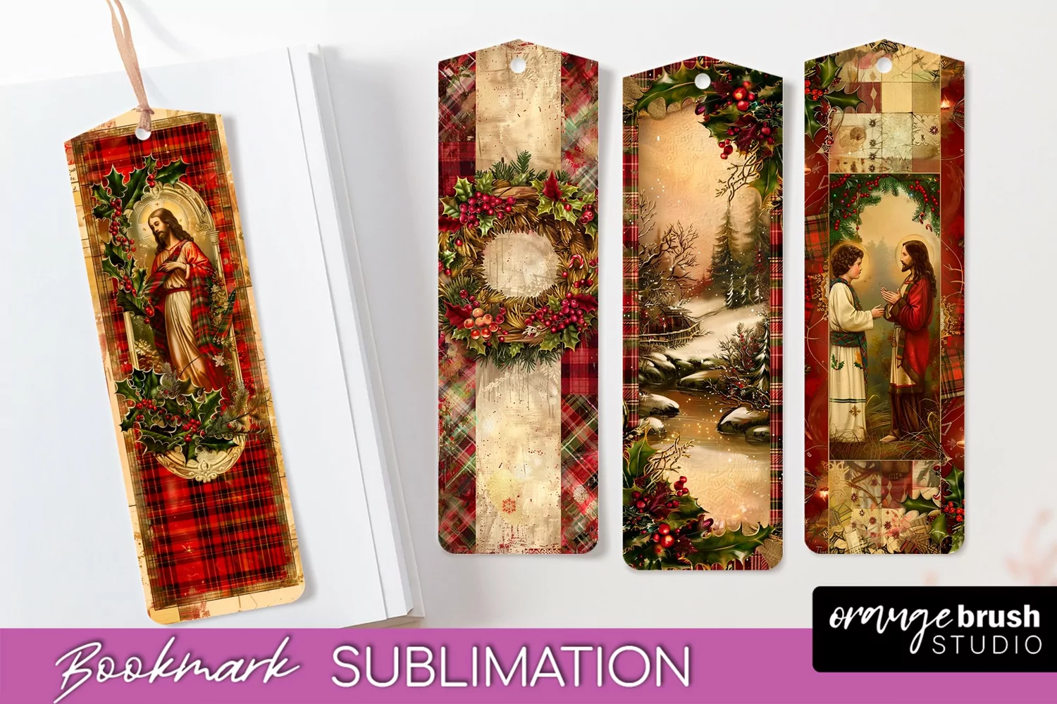 Vintage Christmas Bookmark - Retro Christmas Bookmarks PNG product image 1