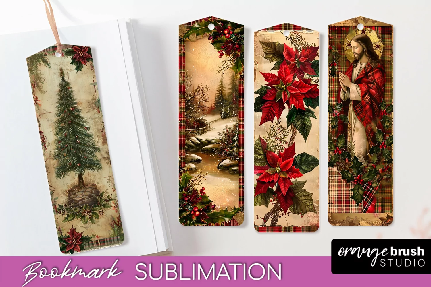 Vintage Christmas Bookmark - Retro Christmas Bookmarks PNG product image 1