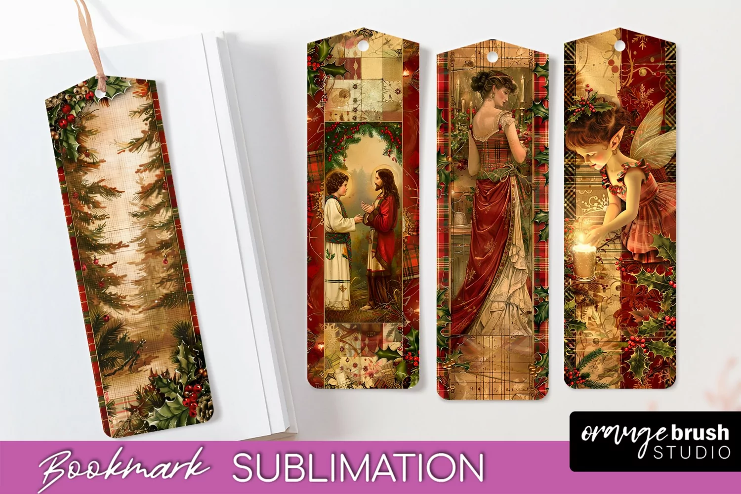 Vintage Christmas Bookmark - Retro Christmas Bookmarks PNG product image 1