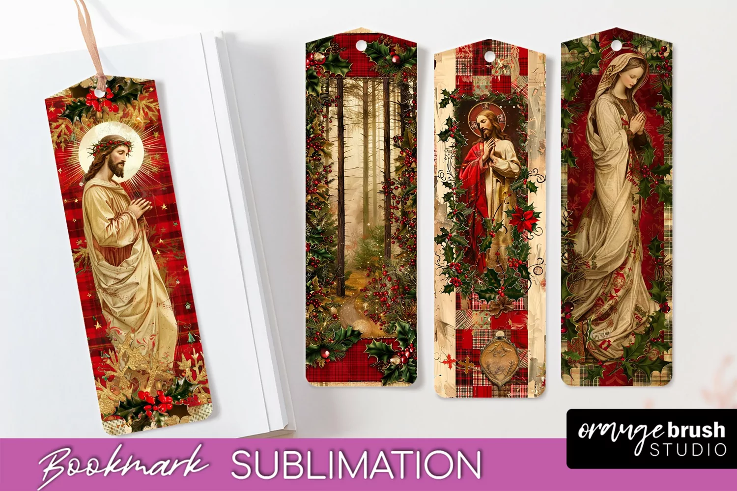 Vintage Christmas Bookmark - Retro Christmas Bookmarks PNG product image 1