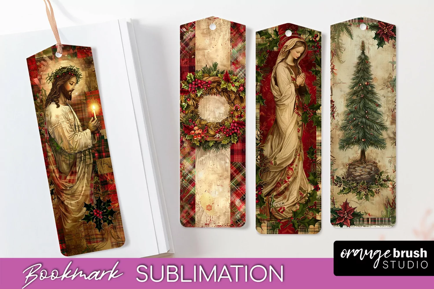 Vintage Christmas Bookmark - Retro Christmas Bookmarks PNG product image 1