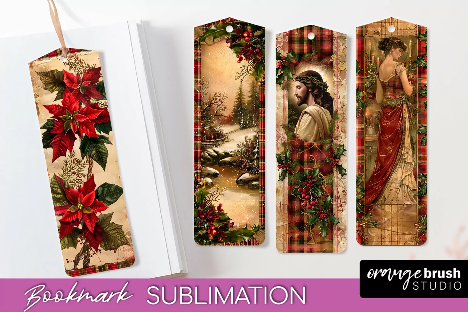 Vintage Christmas Bookmark - Retro Christmas Bookmarks PNG product image 1