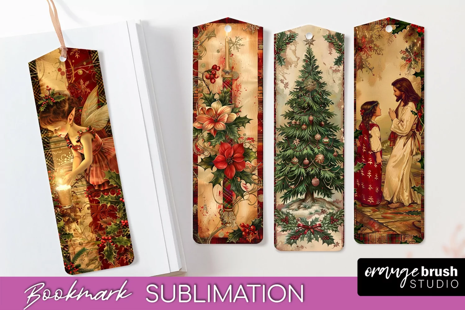 Vintage Christmas Bookmark - Retro Christmas Bookmarks PNG product image 1