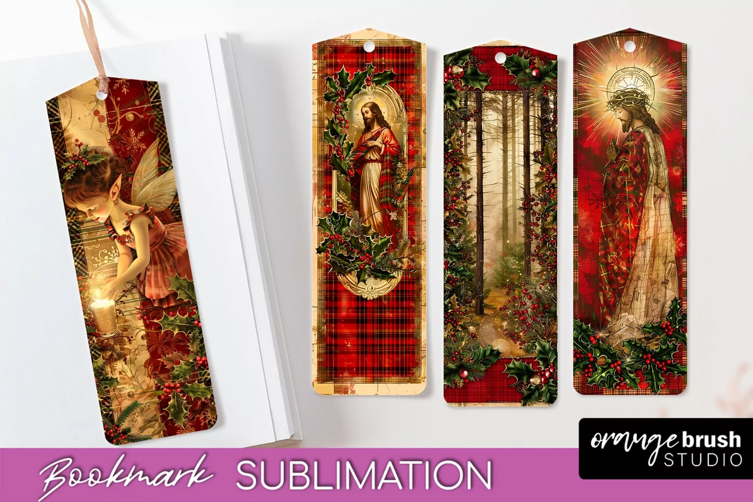 Vintage Christmas Bookmark - Retro Christmas Bookmarks PNG product image 1