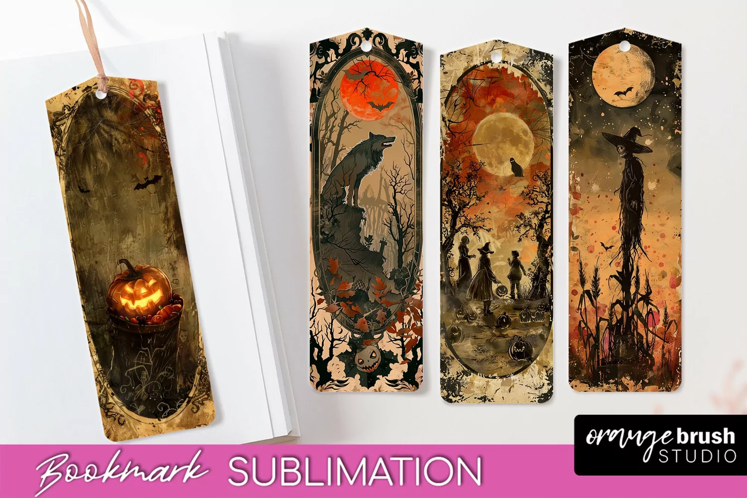 Vintage Halloween Bookmark - Printable Scrapbook Bookmarks product image 1