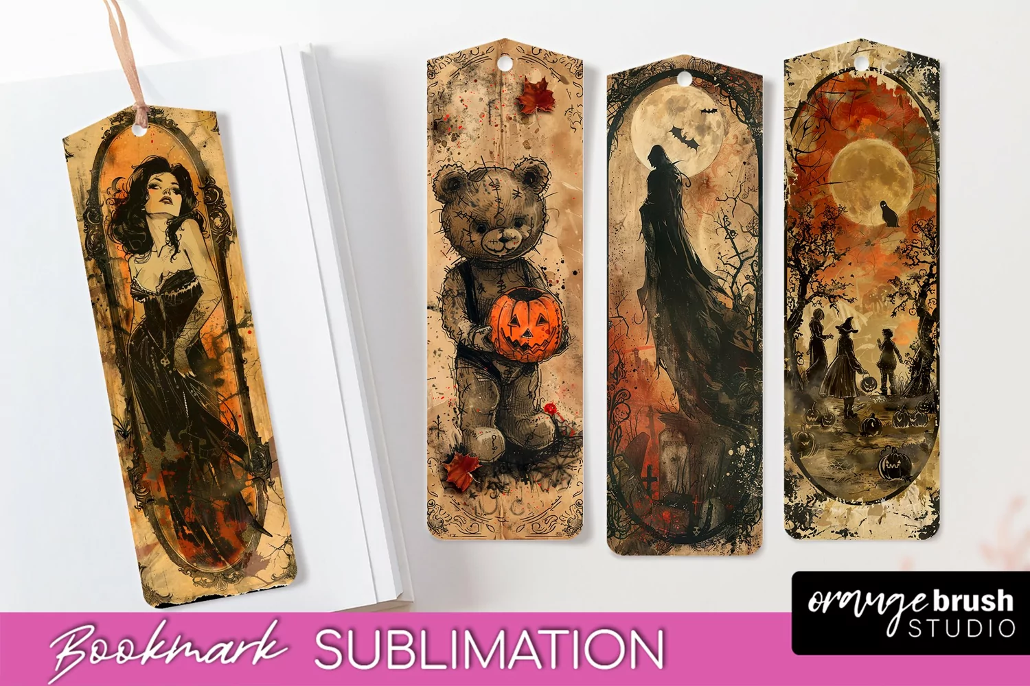 Vintage Halloween Bookmark - Printable Scrapbook Bookmarks product image 1